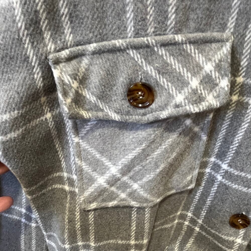 Shacket Flannel Windowpane Button Front Cropped S… - image 4